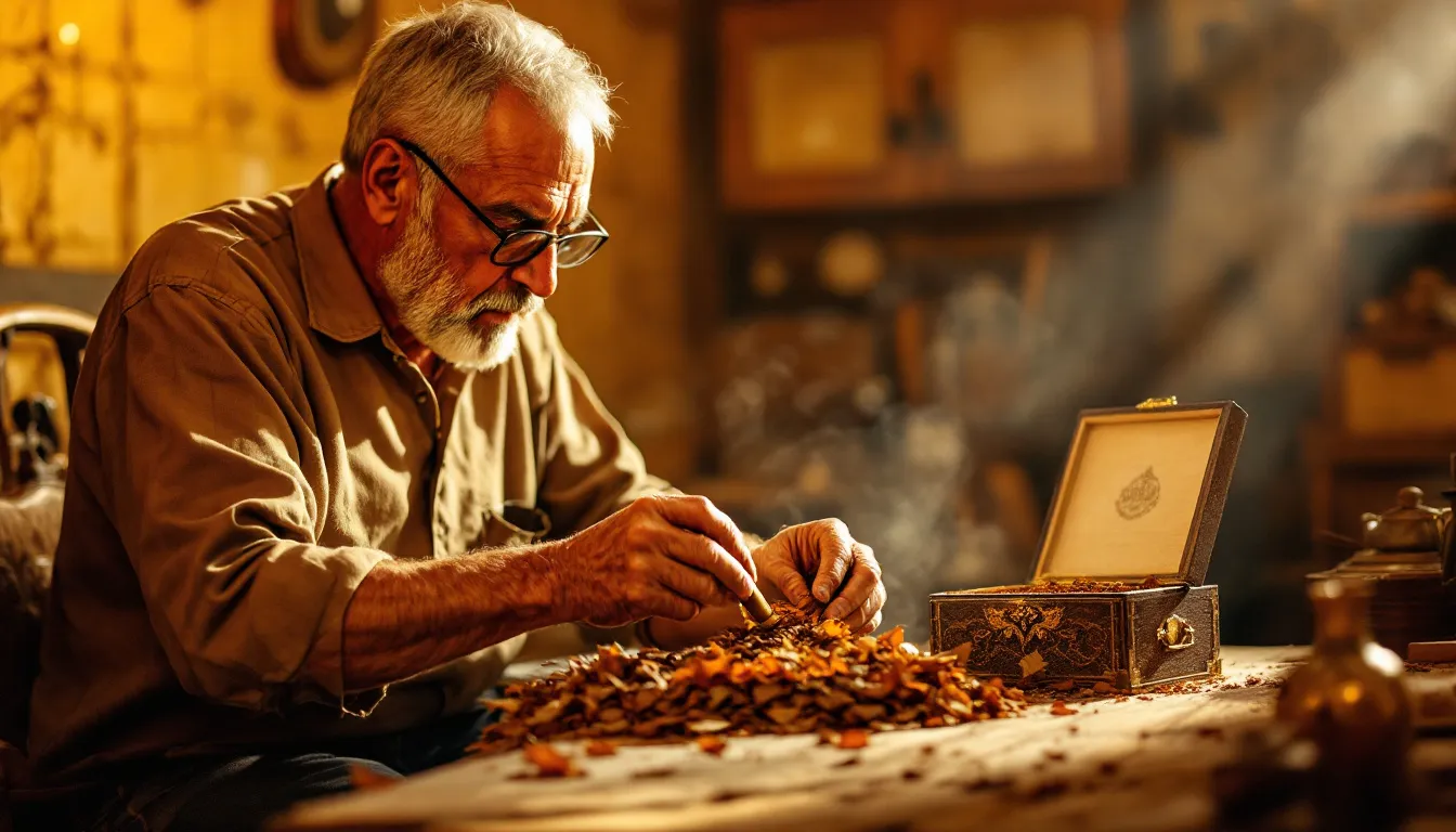 A cigar roller preparing for a booking.