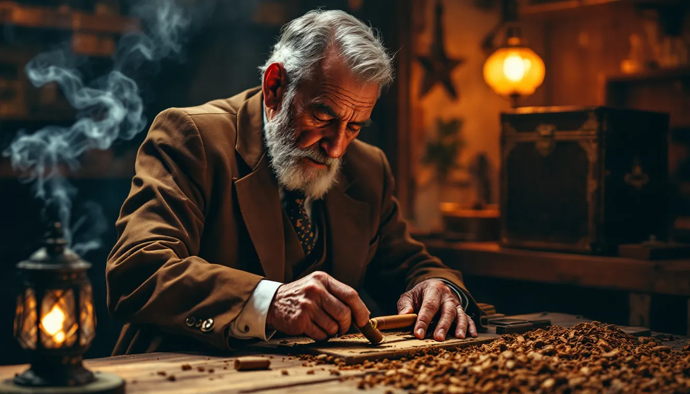 A skilled cigar roller demonstrating the art of cigar rolling.